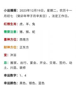  2024年12月3日 十二生肖每日好运播报